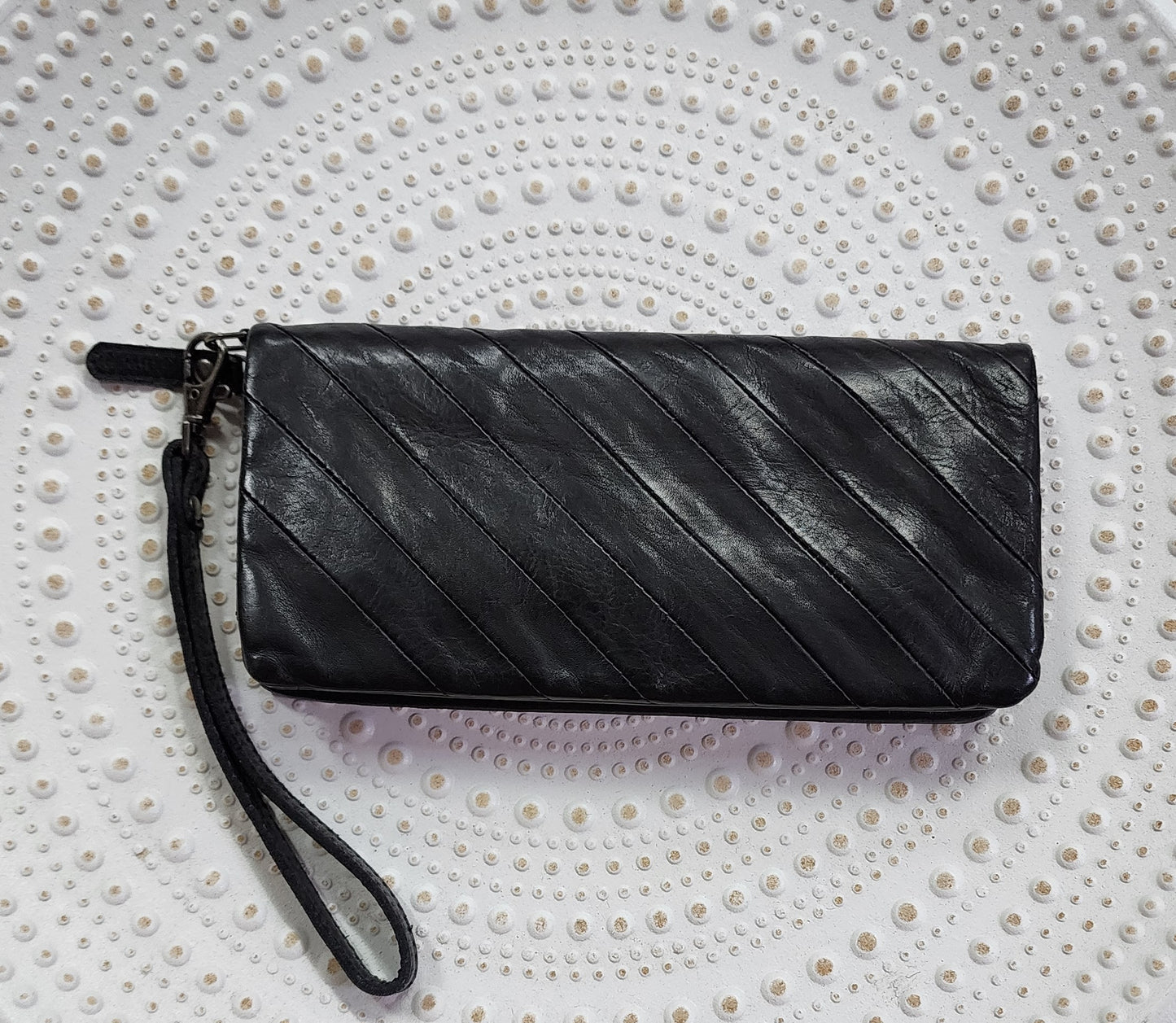 Leather Purse -Black diagonal