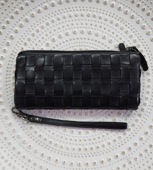 Leather purse- Black lrg Weave