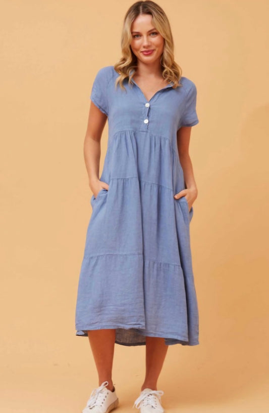 Azure Linen Dress